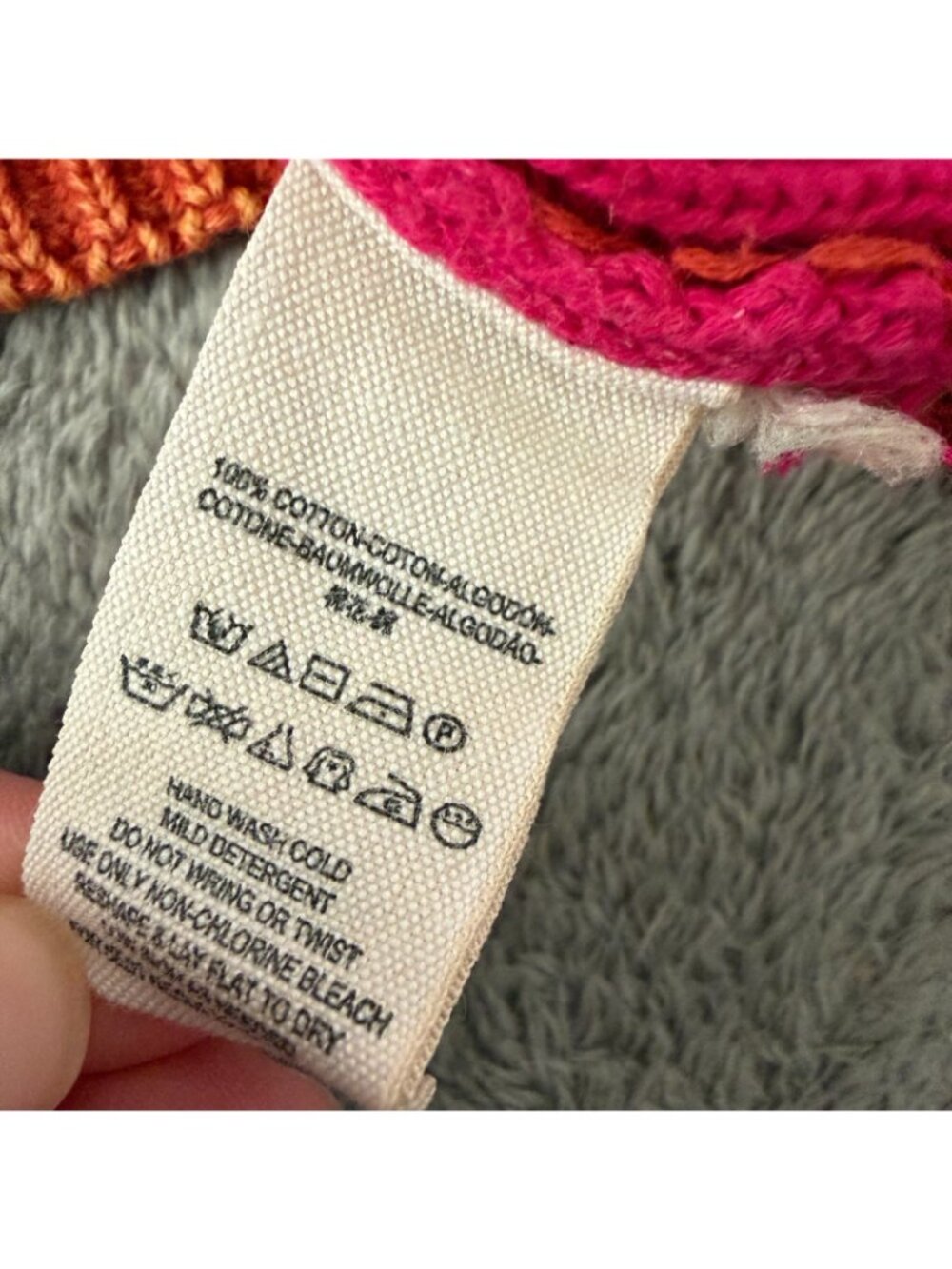 Free People Just My Striped Knit Cropped Oversized Sweater MEDIUM Pink Orange - Picture 6 of 6
